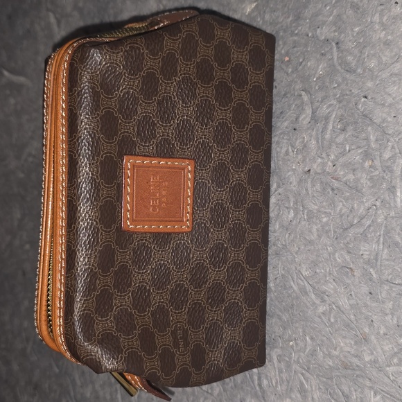 Celine Brown & Tan Signiture Macadame Makeup Pouch (EUC)✨️🤎✨️ - Picture 1 of 9